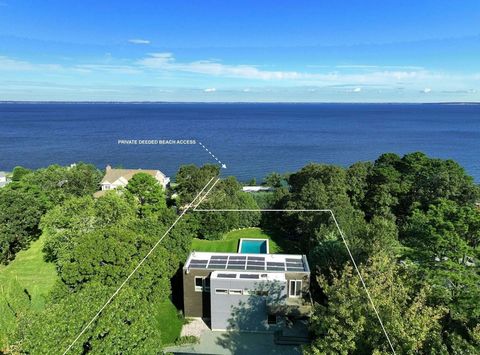 Nestled along the sun-kissed shores of the Hamptons, this extraordinary Modern Beach House is a serene retreat with a pristine private Peconic Bay beach. This striking residence epitomizes the marriage of European sophistication with contemporary all...