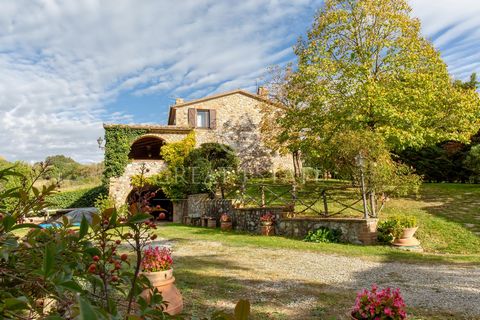 In the hills of Orvieto, a few km from the town of Ficulle, stands this beautiful farmhouse with a swimming pool, an enclosed courtyard garden of approximately 2,000 sqm and 6000 sqm of land with olive trees and arable land. There is also a magnifice...