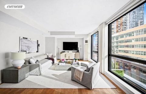 HighLine Sophistication. This serene and sun-blasted corner loft rests directly over upper garden terraces and enjoys stunning river views from almost every room. Wrapped in floor-to-ceiling windows, the home flows seamlessly between the expansive gr...