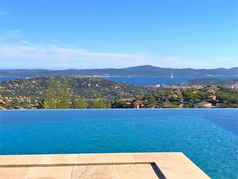Panoramic sea view property for sale in Sainte-Maxime, located in the prestigious residential area of Golf, peaceful and not overlooked by another property. Direct access to the golf course. The villa is south facing, panoramic sea view over the Gulf...