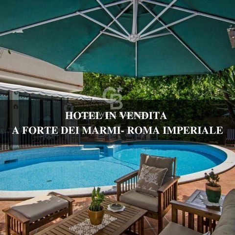 Prestigious hotel with swimming pool in Forte dei Marmi, in the exclusive Roma Imperiale district. The structure, located about 550 meters from the sea, offers from its splendid terraces a breathtaking 360° view that embraces the sea and the Apuan Al...