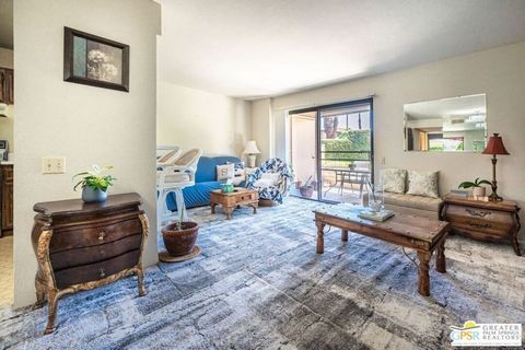 Rancho El Mirador is a resort condo lifestyle community just minutes away from downtown Palm Springs on FEE LAND (you own the land). Best location in the community with direct views of Mt San Jacinto. This downstairs unit has a open and bright living...