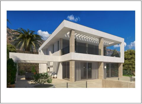 Villa with open views to the sea and the coast of Benidorm. New construction Avant-garde style villa, on two floors + basement, with a total area of 634 m2 and a living area of 413 m2 with the following distribution: the ground floor is occupied by 1...