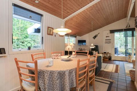 Maison de vacances située sur un beau terrain naturel clos à seulement env. À 300 mètres de l'une des meilleures plages de baignade de la région à Knasborg. Le gîte est aménagé avec cuisine ouverte sur coin repas et salon avec poêle à bois. Salle de ...