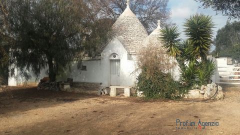 Complex of trulli and lamia in the countryside of Ceglie Messapica for sale. The complex is composed of 4 units with independent accesses: trullo with 3 cones with two big alcoves and fire place, adjacent lamia, stall used as horses accommodation, an...