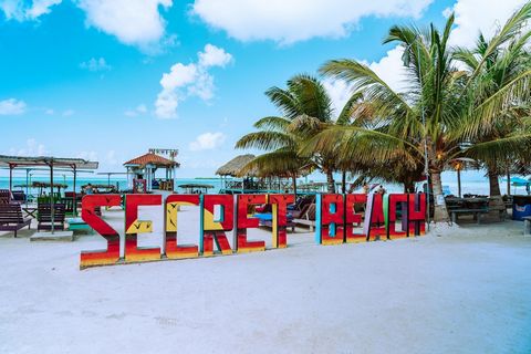 Secret Beach is located on the West Coast of Ambergris Caye roughly 3-miles from the start of San Pedro Town and 7-miles from downtown San Pedro. Secret Beach has become one of the region's top beach destinations with pristine turquoise waters and sa...