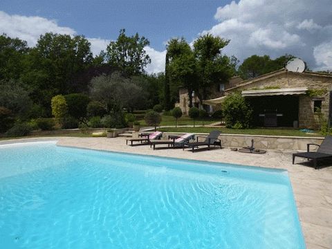 FAYENCE REF 4289 SITUATED ON A BEAUTIFUL LANDSCAPED PLOT OF ABOUT 4552m2, THE OLD MAS, PARTLY IN STONE, ENLARGED A FEW YEARS AGO, HAS 182m2 OF LIVING SPACE PORCH, ENTRANCE HALL, LIVING ROOM WITH FIREPLACE, LEADING TO A COVERED TERRACE, FITTED KITCHEN...