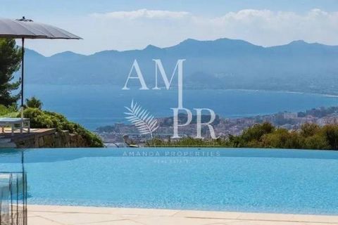 Magnificent contemporary villa offering generous volumes, lots of charm, and a panoramic view of the Bay of Cannes and Estérel hills. Leading out to the terrace and infinity pool, a vast lounge, fitted kitchen. On the upper floor, 5 bedrooms with the...