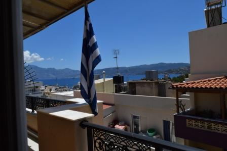 Agios Nikolaos Penthouse apartment on two levels 3rd and 4th floor with storage. It consists of a total of 5 rooms. Two bedrooms, two bathrooms and an open plan living room kitchen. The apartment has electricity, water, solar panel, a balcony, privat...