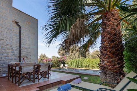 Almond Villa is a newly built villa, western part of the traditional village of Prines, 200 meters above sea level. The villa is built with traditional materials. View from the window and veranda