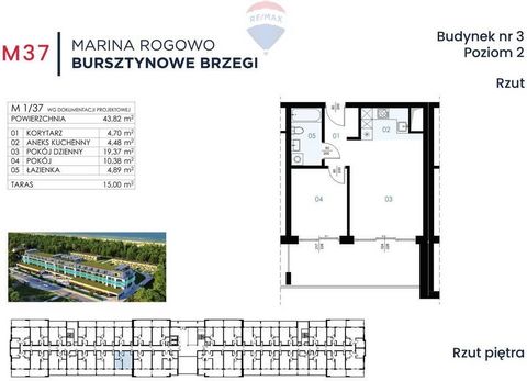 MARINA ROGOWO BURSZTYNOWE BRZEGI - Apartament 2 pokoje Luksusowe Apartamenty i Domy w Rogowie, 70 metrów od Morza! 18 km od Kołobrzegu, bezpośrednio od dewelopera. Przedmiotem ogłoszenia jest mieszkanie 2 - pokojowe nr M37 , w budynku nr 3. Poziom 2....
