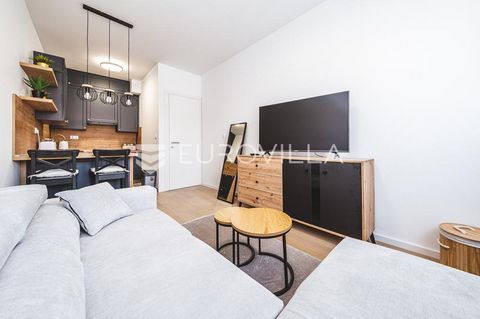 Modern, fully equipped one-room apartment on the high ground floor of the new NKP building, 33.50 m2. It consists of an entrance area, kitchen, living room, bedroom, bathroom and loggia. The apartment has an outdoor parking space. It is located in an...