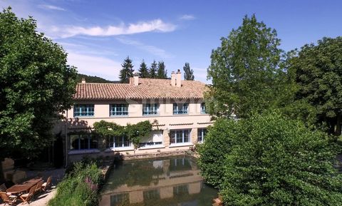ref431ON: Near Saoû, this historic mill currently offers B&B accommodation services. With a living area of approximately 525 m² and outbuildings of 225 m² to be converted, this property offers 12 bedrooms equipped with shower rooms and toilets, a sem...