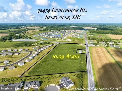 Prime commercial location in Selbyville of 10.09 acres. This is a rare commercial development opportunity on the busy intersection of Lighthouse Sound Rd. (Route 54) and Hudson Rd. There are already many existing new homes surrounding this property a...