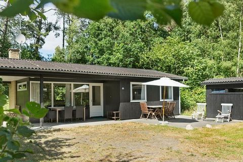 Holiday cottage located on a forest plot at dunes and a child-friendly beach. There is a whirlpool, sauna, dish washer and washing machine. Kitchen and bathroom from 2010. There is fibre-optic broadband. The large, covered terrace is perfect for barb...