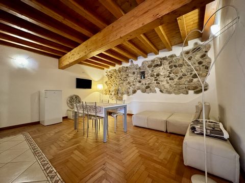 Die Wohnung befindet sich in einem historischen Komplex im Zentrum von Desenzano del Garda. Der Eingang der Wohnung führt in den Wohnbereich, der durch freiliegende Holzbalken und eine charmante Steinwand bereichert wird. Die Küche, die ein integrale...
