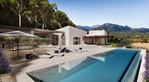 Opportunity to purchase a building plot with license and project for an exclusive newly built finca in the heart of the most beautiful part of Mallorca. This new-build contemporary Mediterranean project sits on an elevated hillside plot offering spec...