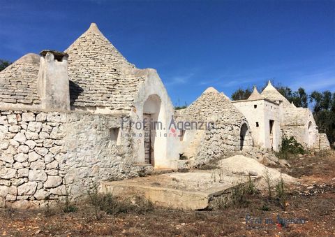 For sale is a beautiful complex of trulli with 9 cones and lamia for renovation in the countryside of Ostuni, the 'White City', but also located a short distance from the town of San Michele Salentino. The structure consists of a 4-cone trullo, an ad...