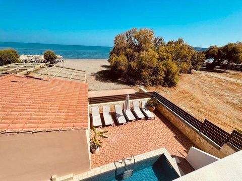 Beach complex of four villas with direct beach access, swimming pool and sea views. Welcome to a seaside haven in Chania, where luxury meets tranquility in a complex of four villas poised on the edge of the azure Aegean Sea, plus two small studios (e...