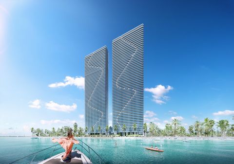 Ubicación Las torres gemelas frente al mar más altas de estados unidos se elevan por encima del elegante vecindario Edgewater de Miami. Directamente a orillas de la Bahía de Biscayne y rodeado del bullicioso centro de la ciudad y los centros de la ci...