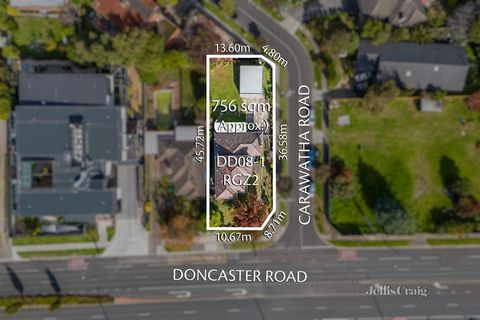 AUCTION THIS SATURDAY | One of the most highly sought after prominent corner allotments within metres of Westfield Doncaster and the freeway precinct, this first time offered home and 756m2, flat DD08-1RGZ2 allotment presents exceptional development ...