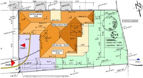Terrain à vendre de 490 m2 + 108m2 (accès) Viabilisé à SAINT GILLES CROIX DE VIE (85)