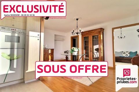 MONTARGIS (45200) - Located 5 minutes from the shops on foot, Karine MAMANE presents you in EXCLUSIVITY this very bright APARTMENT of 73 m2 (72.86 m2 Carrez). Located in a secure residence, it has an entrance with cupboards, a pleasant living room op...