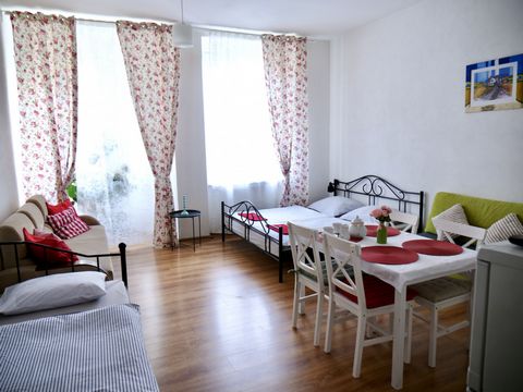 Bright and clean apartment 2+KK is fully furnished with furniture and appliances, Internet is connected. The apartment consists of two rooms - a bedroom with two beds, a sofa bed, a wardrobe. The second room has a kitchen corner, refrigerator, TV, do...