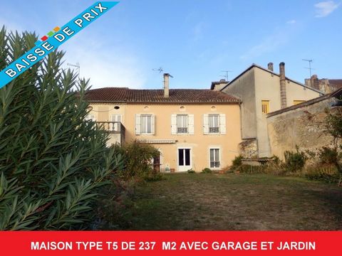 Located in Gondrin. Beautiful stone house type T5 with a total living area of 237 m2, all set on a plot of 586 m2 with a fenced garden. The house is composed as follows on the ground floor: an entrance hall, a dining room of 21.35 m2, a living room o...