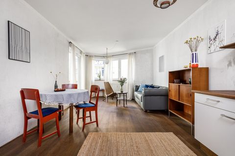 Summary - Free bi-weekly apartment cleaning included! - One-of-a-kind apartment with exposed concrete walls and smoked oak flooring - Furnished with original mid-century modern design furniture - Spacious two-room apartment with balcony access from b...