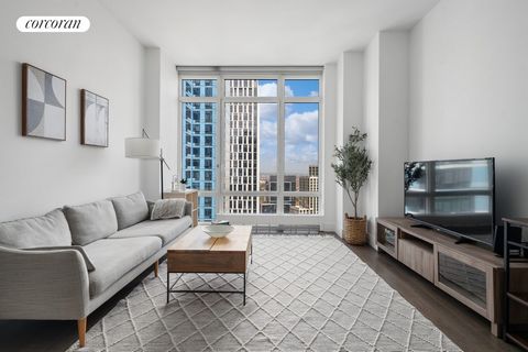 Welcome to your new home in Downtown Brooklyn! Residence PH45F is a stunning one-bedroom, one-bathroom luxury penthouse condo featuring over eleven-foot high ceilings, wide-plank oak floors, and upscale hardware and fixtures. Floor-to-ceiling windows...