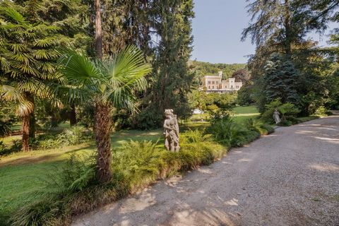 Alte prestigeträchtige Villa in einem herrlichen Park in Lesa am Lago Maggiore. Vom Zentrum von Lesa betreten Sie den bezaubernden Park; Wenn man die Alleen entlanggeht, gelangt man zur Villa, die sie mit ihrem zinnenbewehrten Turm beherrscht. Innerh...