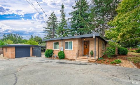 Sited on almost 1/2 acre with postcard worthy frontal vineyard views, this mid-century charmer will captivate you! Park like entrance with gorgeous Redwood, Japanese Maple and Amber trees, walking paths and secret gardens all around. The 3-bedroom an...