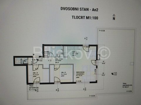 Split, Mejaši, two bedroom comfortable apartment in a new building with an area of 81.40 m2, of which 55.4 m2 is residential: hallway, kitchen, living room, two bedrooms, bathroom and a covered terrace of 17.80 m2 and an uncovered terrace of 68.50 m2...