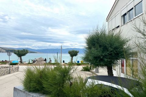 The island of Krk, Baška, studio apartment surface area 28 m2 for sale, first row to the sea. The apartment consists of living room, kitchen, bathroom, storage room and closed terrace. PVC joinery, parking place.