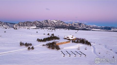 Epic, breathtaking panoramic views abound at The Retreat at Flatiron Meadows, an unparalleled 162-acre estate at the foot of the majestic Flatirons in Boulder, Colorado. Steeped in pristine natural beauty, this property offers a 5-star retreat-like a...