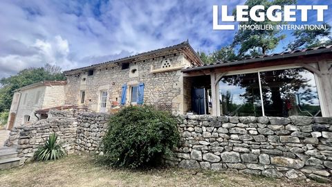 A23032BE46 - For sale in Saint-Paul-Flaugnac, this beautiful 152m2 stone house has been renovated and is set in almost 39000m2 of landscaped grounds with trees and shrubs (covered swimming pool, jacuzzi, sauna, mobile home, garden shed, horse shelter...