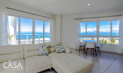 Upon entering this beautiful beachfront apartment located in La Barqueta, Las Olas, Chiriqui condo, you will be greeted by the living and dining area with outstanding ocean views. The balcony, with glass and white metal railings, provides a perfect v...