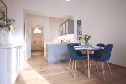 Apartments include spacious living room with fully equipped kitchen, separate bedroom, bathroom with shower and small laundry room. All major Prague’s attractions are just 6 minutes by tram (tram stop is just in front of the building), 4 minutes by m...