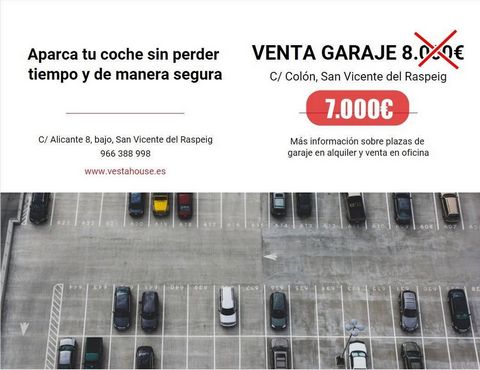 Plaza de garaje en zona apeadero de San Vicente del Raspeig. Aparca tu vehículo de manera segura sin perder tiempo.