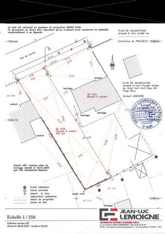 Terrain à vendre de 369,00 m² TREGUEUX limite LANGUEUX (22)