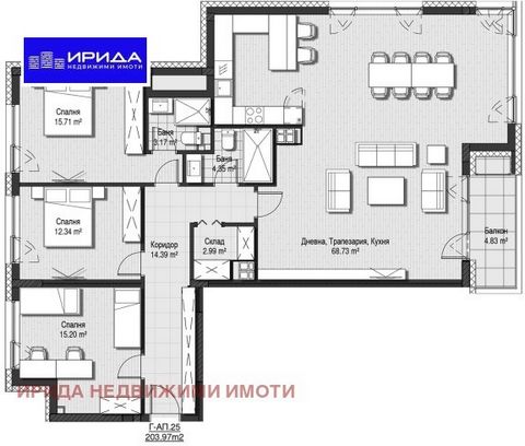 NO COMMISSION FROM THE BUYER! ACT 14! ACT 16 2024! BONUS - LARGE ROOF TERRACE 153 sq.m.! IRIDA REAL ESTATE offers for sale a spacious three-bedroom apartment with a large terrace in a new, luxurious gated complex with its own park in Iris real estate...