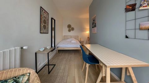 Cette chambre meublée est proposée à la location dans un bel appartement partagé de 110 m2, situé dans un quartier très agréable. L'appartement est occupé par des personnes en poste, en stage ou en alternance, offrant ainsi un environnement fonctionn...