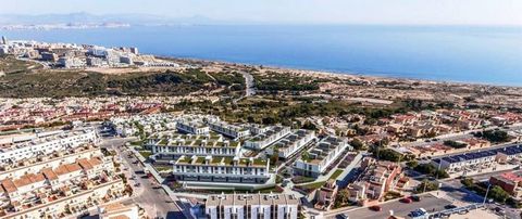 Spectacular new development of 170 Modern styled apartments in Gran Alacant, with views of the Mediterranean Sea and direct access to the blue flag beach of El Carabassi. The 2 and 3 bedrooms, 2 bathroom apartments have a carefully designed design an...