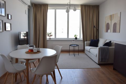 We offer our 2-room apartment for temporary living for rent. Our apartment is located on the 19th floor of the new building - Discovery Residence on Mlynske Nivy street with a beautiful view of the center of Bratislava. Apartment has 56 m2 and consis...