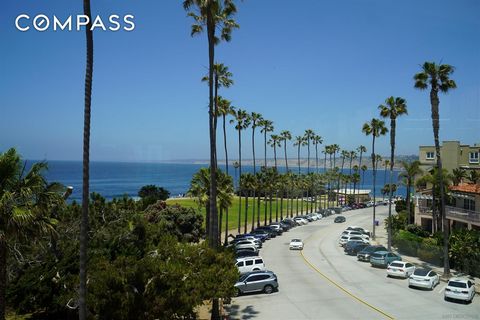 Experience breathtaking panoramic ocean and sunset views stretching up the coast from this newly renovated condo. Located directly across from La Jolla Cove, this property offers unbeatable access to the swimmable, white sandy beach of the Children's...