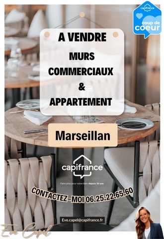 Local/bureau à vendre MARSEILLAN (34), MURS COMMERCIAUX + Appartement de type T3 avec Loggia et Terrasse TROPEZIENNE
