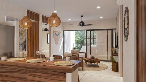 Bec n Tulum Bec n New residential project in Tulum that embraces the Eco Chic style characteristic of the area. It offers 18 high value residential units with sizes ranging from 98.35 m2 to 127.52 m2. Located in Aldea Zama Premium one of the areas wi...