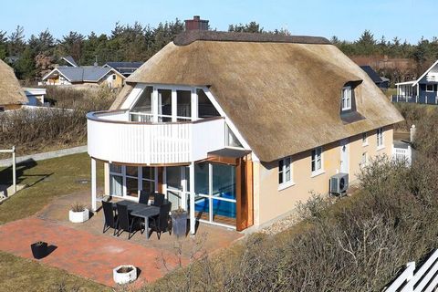 Holiday cottage with a fantastic panoramic view from the first floor as well as from the balcony. The house is located approx. 50 m from the beach at Hvidbjerg. The house is very energy-friendly with 2 heat pumps, one for heating the house and the ot...