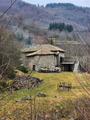 In a place that looks like a postcard of Ardèche: a hamlet with stone walls, a small river, a spring and a small bridge in the garden. The farm has been converted into a large house. The hayloft and stables below have become a reception room and bedr...